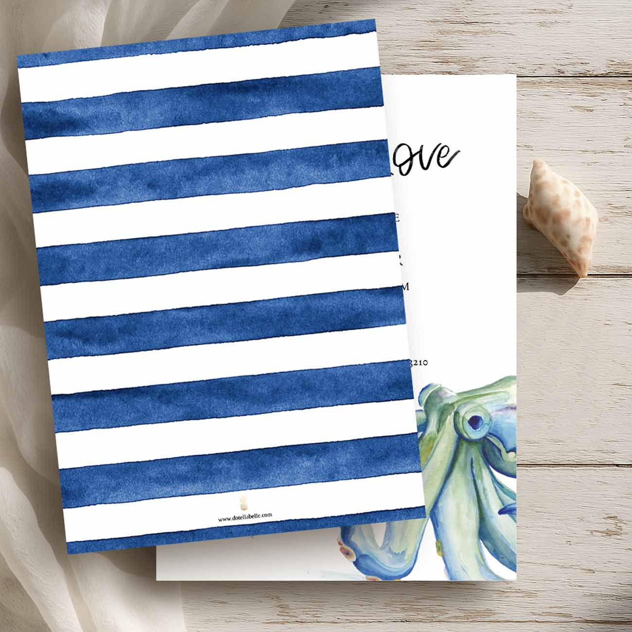 Nautical Bridal Shower Invitations | Watercolor Blue Octopus | Do Tell A Belle