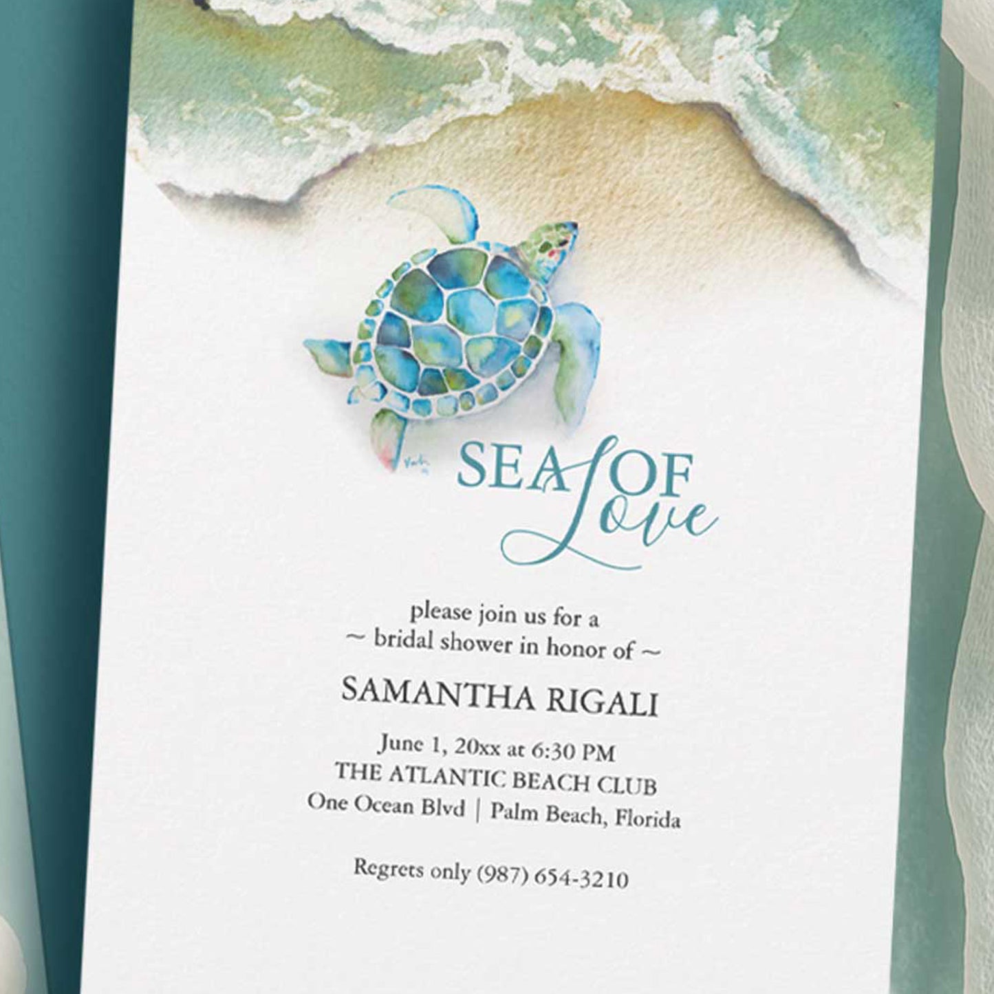 Beach Bridal Shower Invitations | Watercolor Sea Turtle | Do Tell A Belle