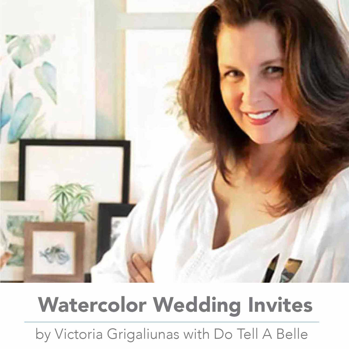 Watercolor wedding invitation artist Victoria Grigaliunas of Do Tell A Belle with original hand-painted watercolor artwork